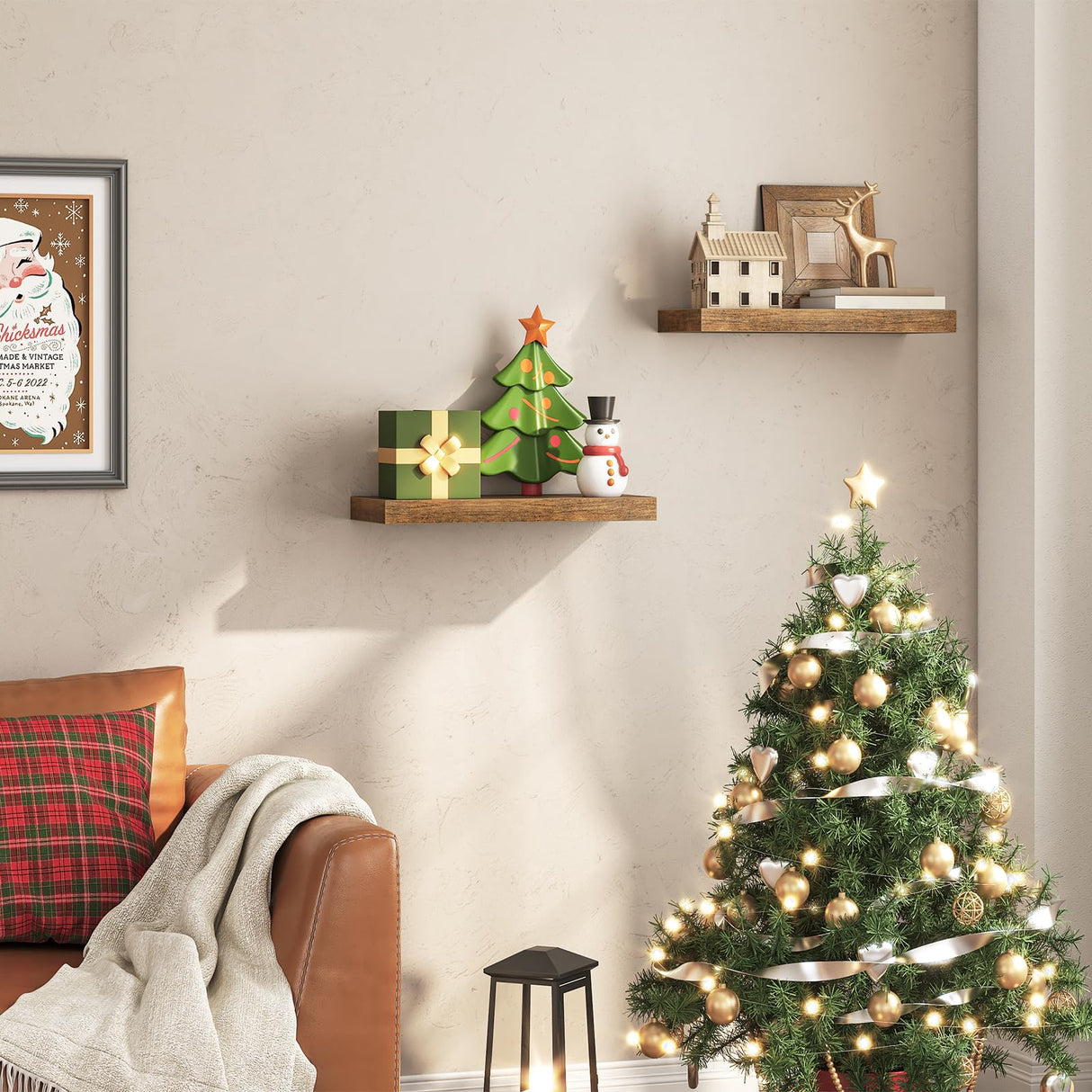 HOOBRO Floating Shelves, Wall Shelf Set of 2, 15.7 Inch Hanging Shelf with Invisible Brackets, for Wall, Bathroom, Bedroom, Toilet, Kitchen, Office, HOOBRO