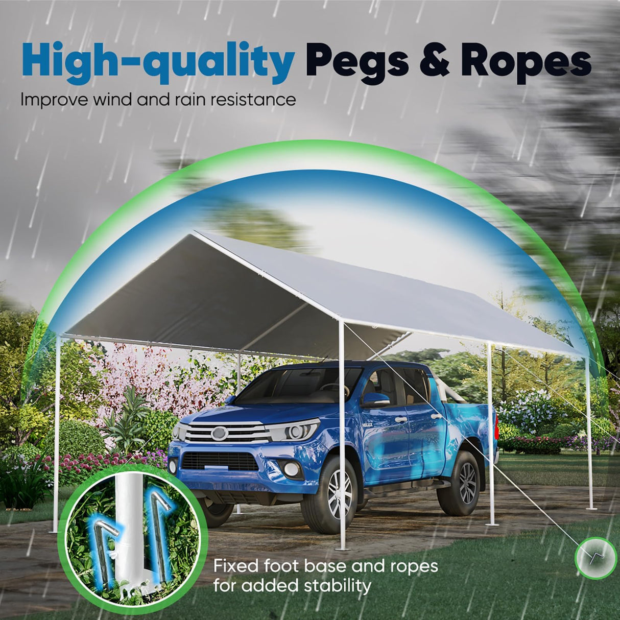 Quictent 10'X20' Heavy Duty Carport Car Canopy Carport Tent Car Shelter Canopy Outdoor Carport Canopy Boat Shelter-White Quictent