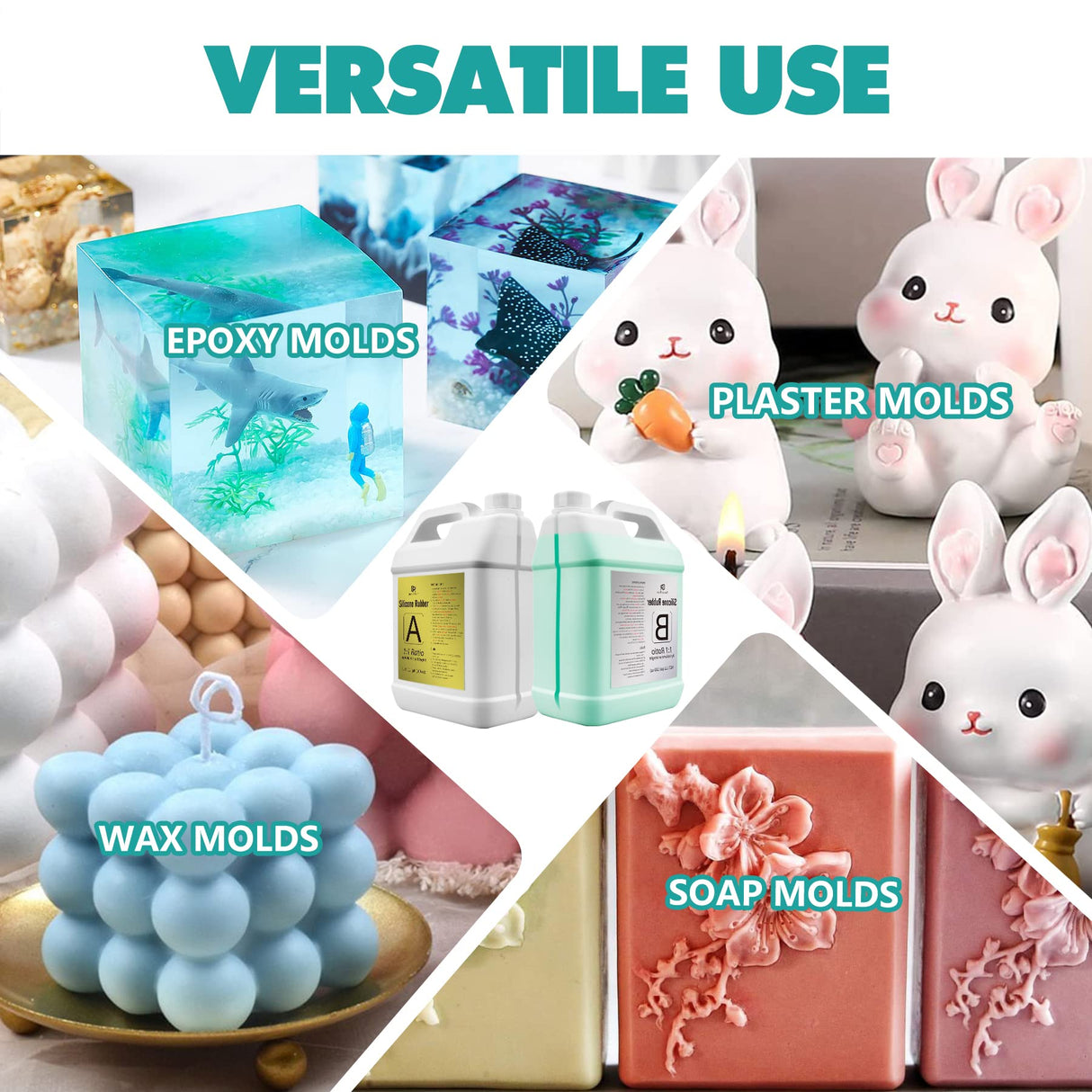 Silicone Mold Making Kit - 1 Gallon Liquid Silicone Rubber 15A with Adjustable Mold Housing - Fast Cured Easy 1:1 Mixing Ratio Silicone Casting for DecorRom