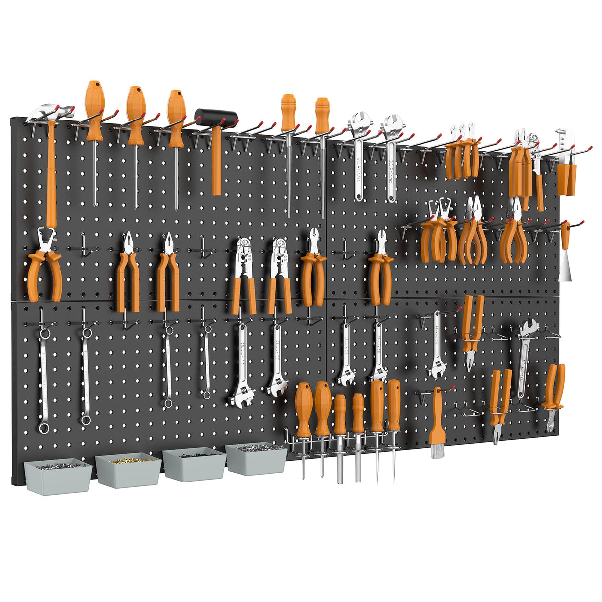 WALMANN Metal Pegboard Kit with Accessories for Wall Garage Tools Pegboard Storage System for Garage, Workbench, Shed Modular Peg Board Organizer WALMANN