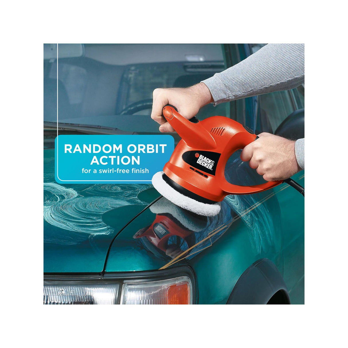 BLACK+DECKER Buffer Polisher, 6 inch Orbital Car Polisher, with Wool or Foam Bonnets (WP900) Black & Decker