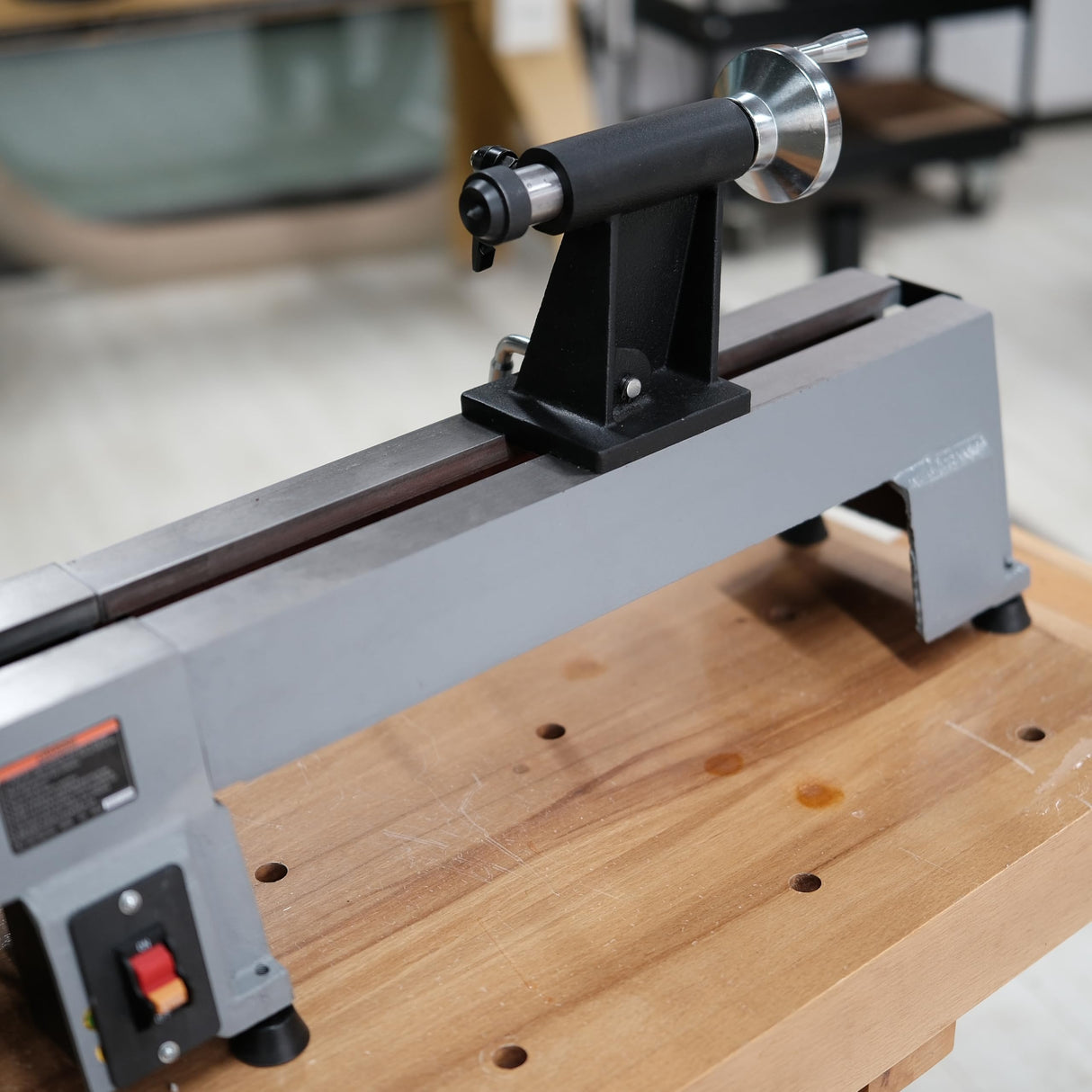 BMWOOD Extension Bed for Woodturning Lathe, Compatible with Harbor Freight Central Machinery 10"X18" Wood lathe in grey color. BMWOOD