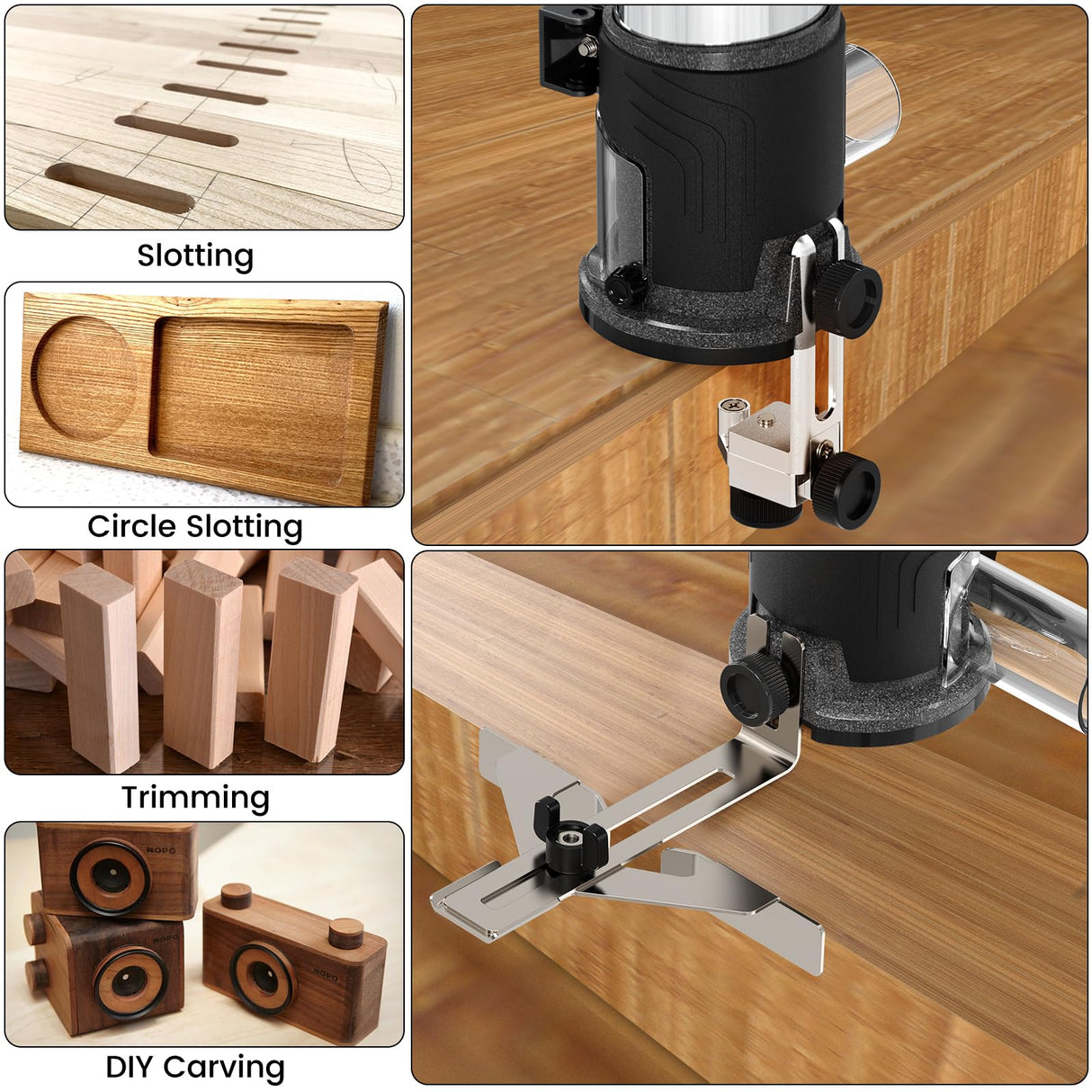 TWOWIN Router Tool, 6.5 Amp 1.25 HP Hand held Wood Router Tool, Compact Palm Trim Router for Woodworking, 6 Variable Speeds Fixed Base Laminate TwoWin