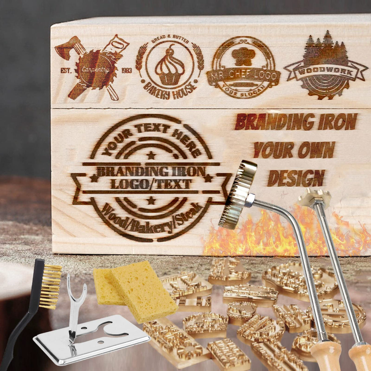 Custom Branding Iron Stamp for Wood, Leather, and More - Personalised Logo Maker ubjva