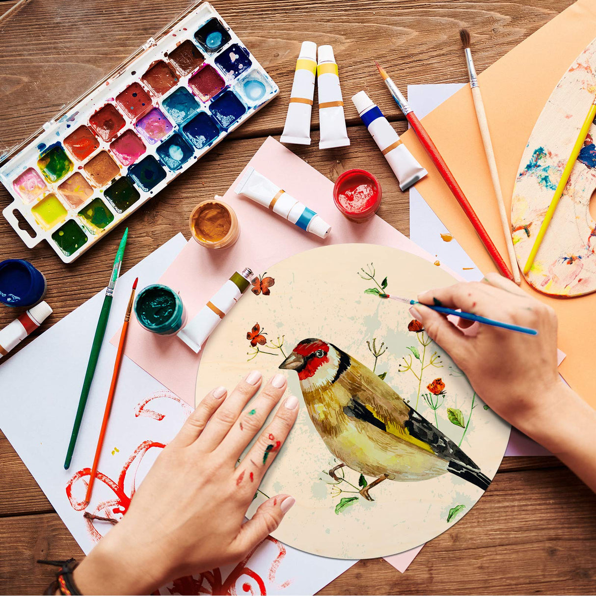 Round Wood Circles for Crafts Round Wood Cutouts Unfinished Round Wood Discs for Door Hanger Design Wood Burning (12 Pieces, 16 Inch) Jetec