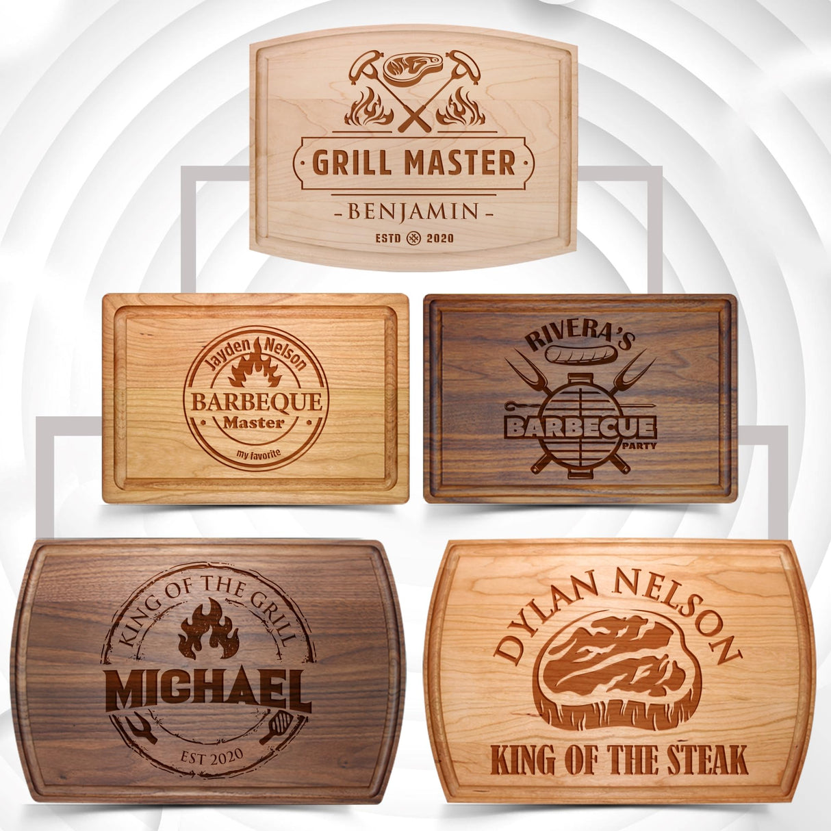 Barika Custom Engraved Wood Cutting Board for Men - Unique Gift Idea for Dad, Grandpa, Husband, Son, Him - Best Customized Fathers Day, Bbq, Grilling Barika