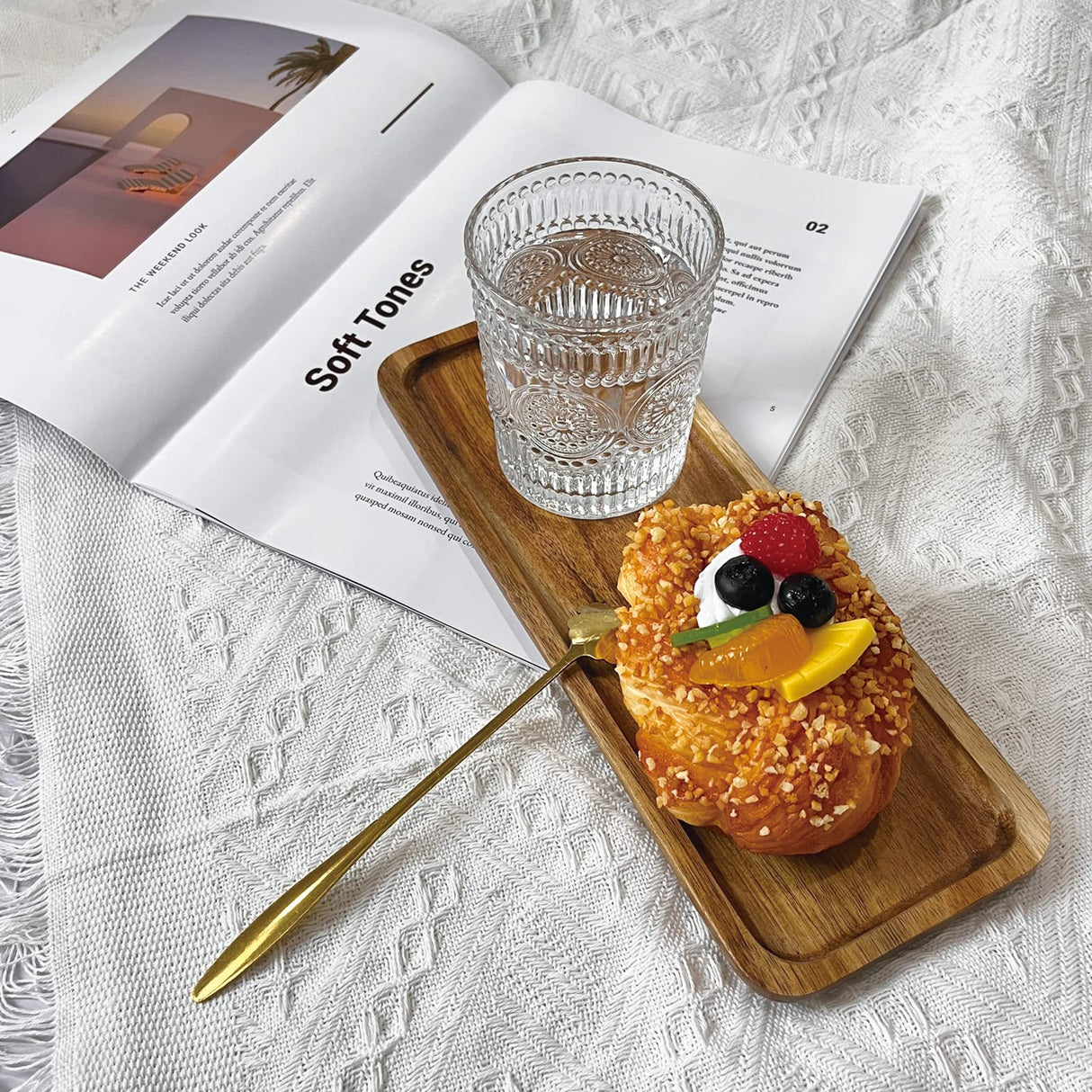 Wood Serving Tray, Wooden Trays,Small Wood Tray Wood Platter for Serving Food Dessert Appetizer Cheese Boards Fruit Cookie Vanity Home Decor Bathroom Fippkargo