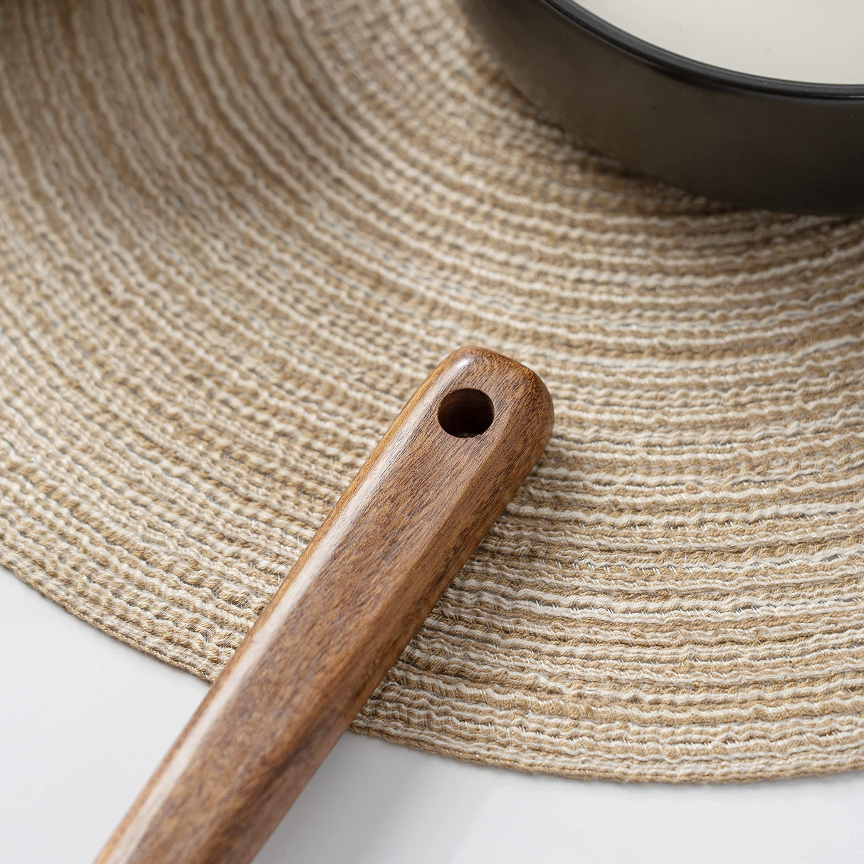 FJNATINH Wooden Soup Ladle Set, Kitchen Spoon Set Utensils, 4 Pcs Handmade Natural Teak Cooking Spoons, Long Handle Wooden Soup Ladle Spoon FJNATINH