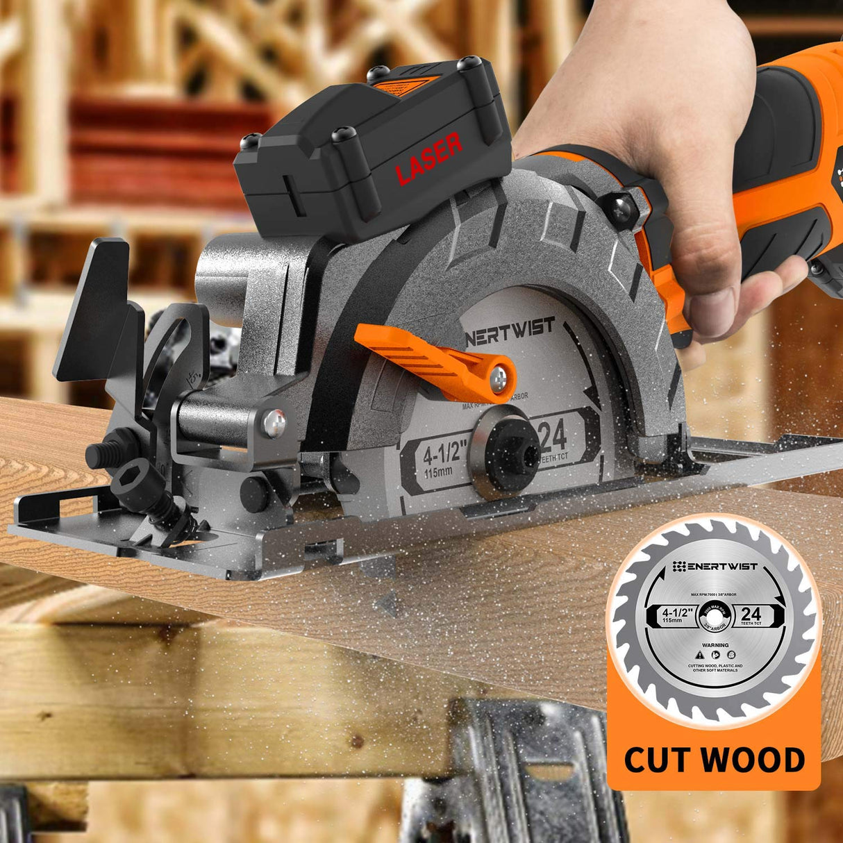 ENERTWIST 4-1/2 Inch Compact Circular Saw Blade Set, Pack of 4-Pieces TCT/HSS/Diamond Saw Blades Assorted for Wood/Plastic/Metal/Tile Cutting, 3/8in ENERTWIST