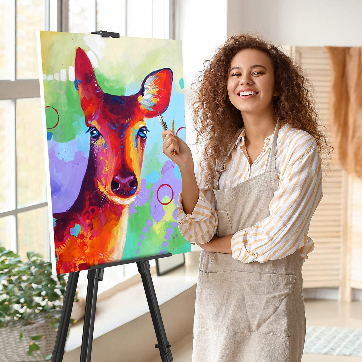 Art Painting Display Easel Stand - Portable Adjustable Aluminum Metal Tripod Artist Easel with Bag, Height from 17" to 66", Extra Sturdy for abitcha