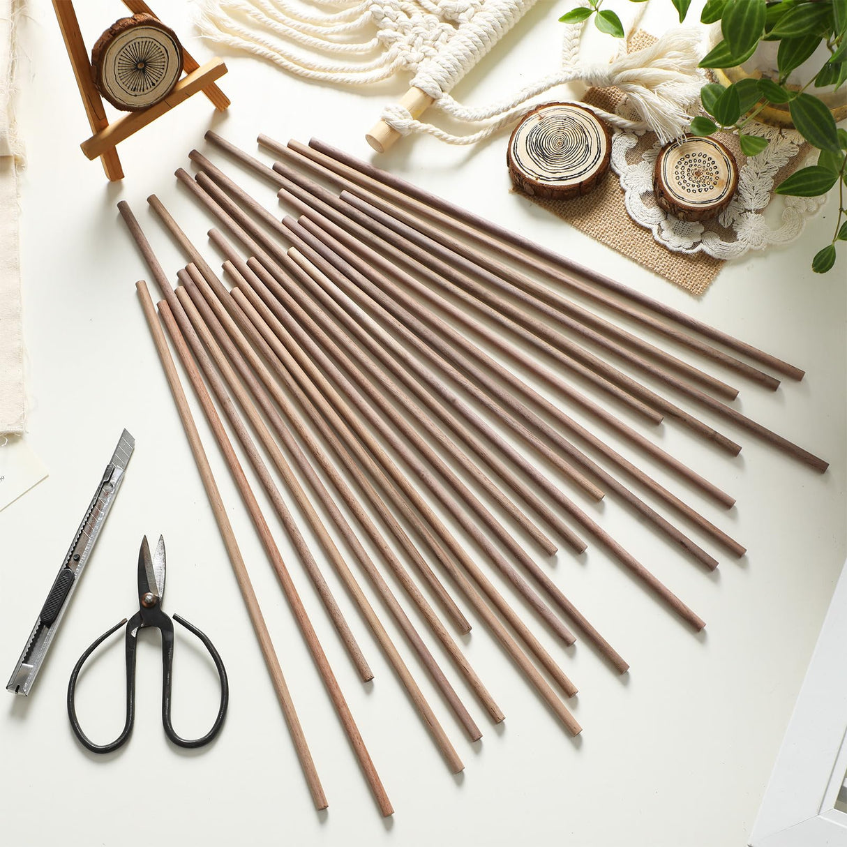 Wenqik 24 Pcs Wooden Dowel Rods Walnut Dowel Rod Sticks Wooden Dowels for Crafts Wooden Stick Round Dowels for Woodworking Unfinished Wood for Wenqik