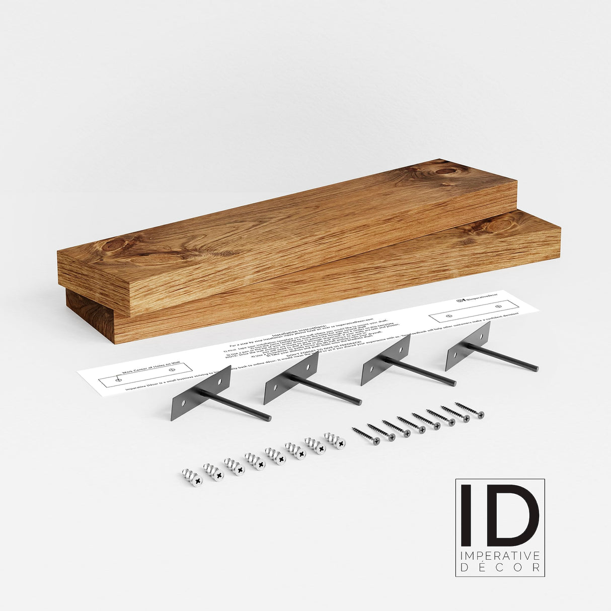 Imperative Décor Floating Wall Shelves Set of 2 - Functional & Rustic Wooden Shelve for Home Furnishing, Bathroom, Kitchen, & Farmhouse - USA Imperative Décor