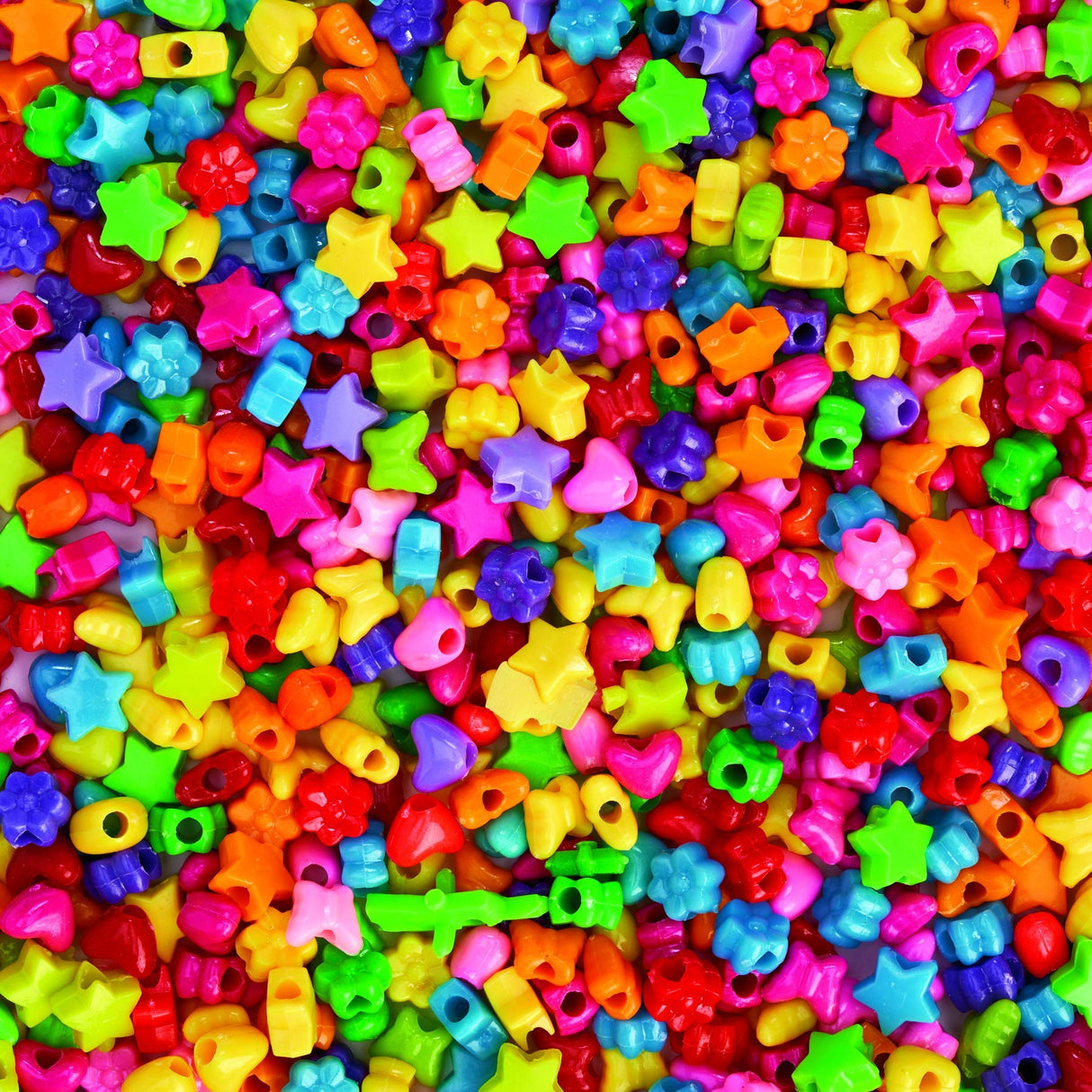 Colorations fun shapes pony beads, 1lb, set of 1800 beads, lacing hole 1/8 inches, craft, hobby, arts & crafts, fun, art supplies, fun shaped pony Colorations