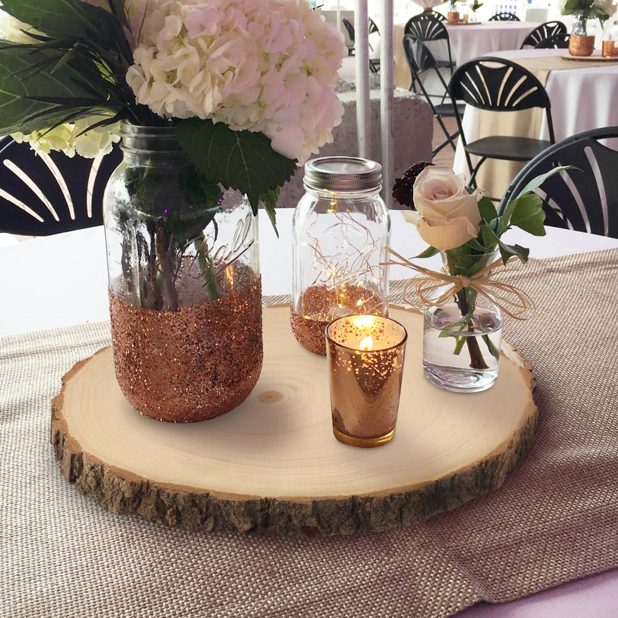 4 PCS 8-9 Inch Natural Wood Slices, Unfinished Paulownia Wood Circles with Barks for Coasters, DIY Crafts, Christmas Rustic Wedding Ornaments and GNIEMCKIN