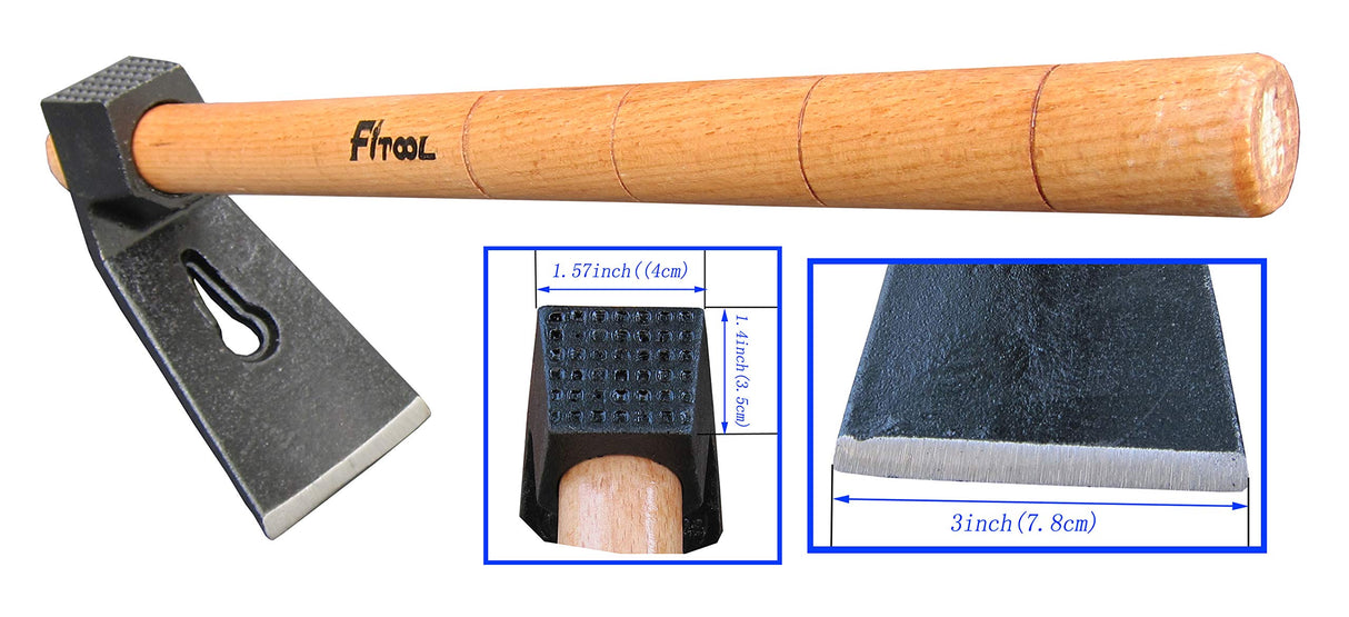 Forged Woodworking Hammer, Woodcarving Straight Adze, Axe with Claw Hammer, Adze Hammer 1.7LB FITOOL