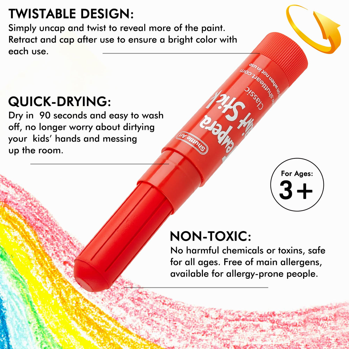 Tempera Paint Sticks, 40 Colors Solid Tempera Paint for Kids, Super Quick Drying, Works Great on Paper Wood Glass Ceramic Canvas Shuttle Art