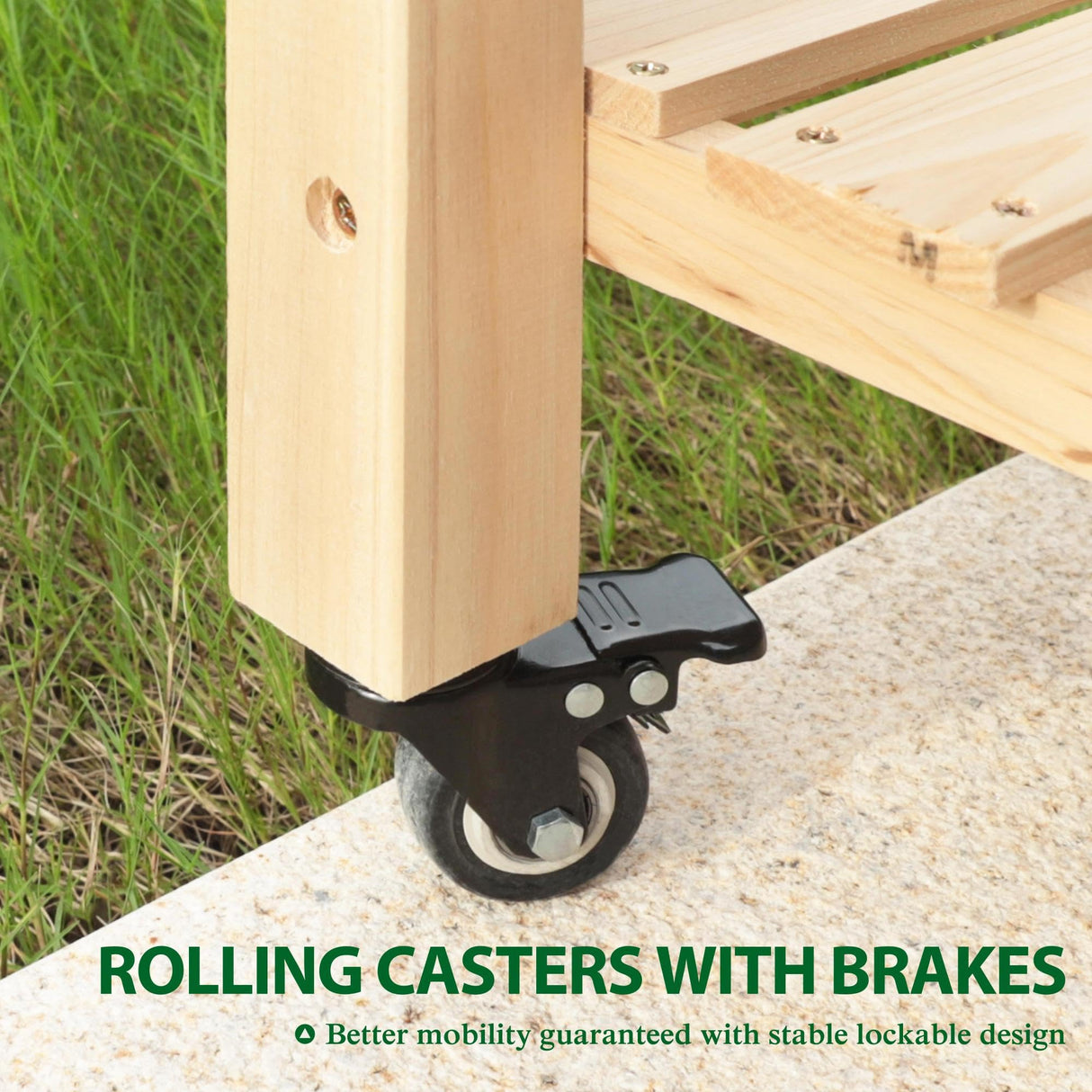 Yardenaler Raised Garden Bed with Legs, Outdoor Elevated Wood Planted Box with Wheels & Shelf for Vegetable Flower, Backyard and Patio, Natural Yardenaler