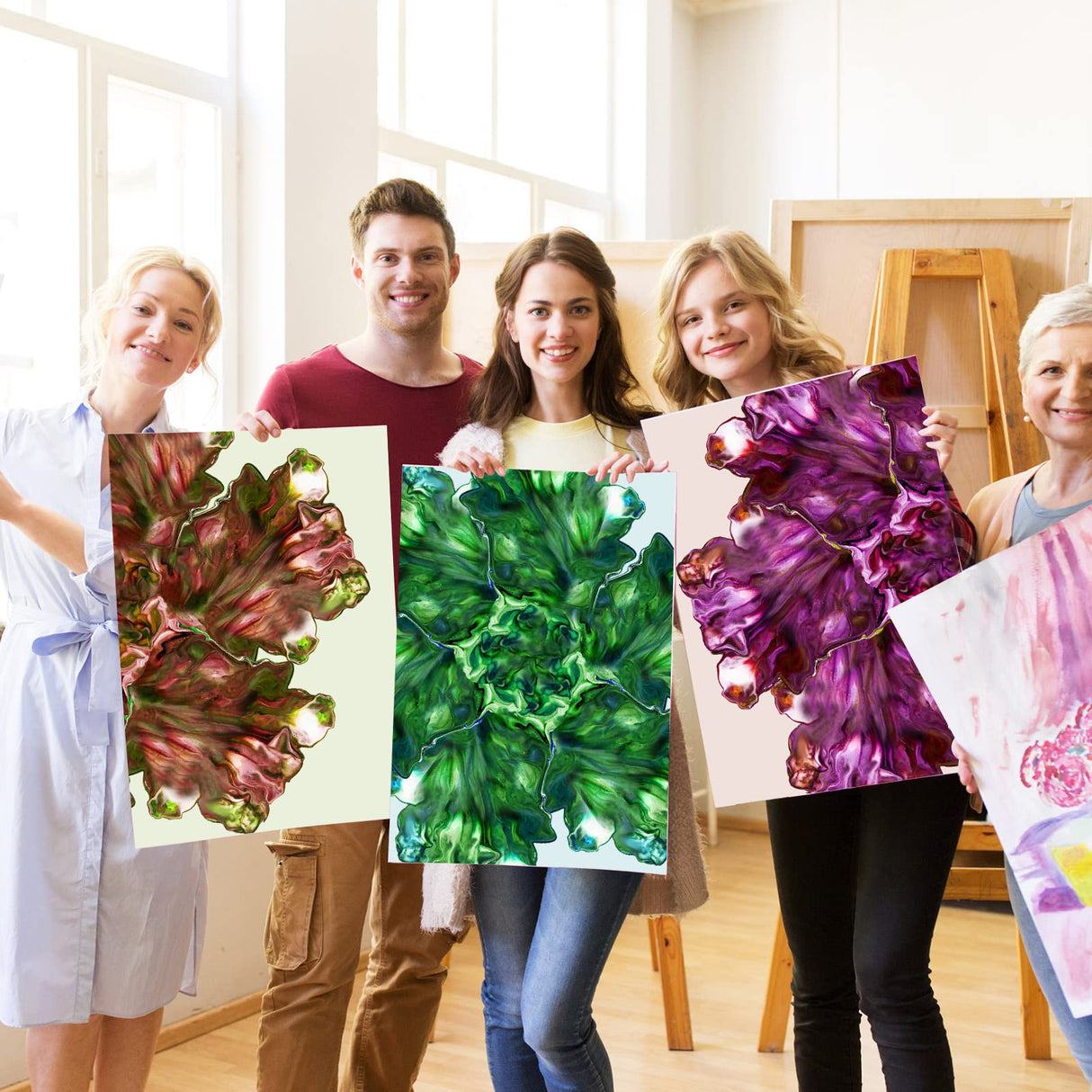 6 Pieces Flower Pour Cup for Paint Pouring 6/7/8/9/10 Slot Acrylic Paint Tools Fluid Painting Supplies Flower Strainer for DIY Pouring Paint and Vesici