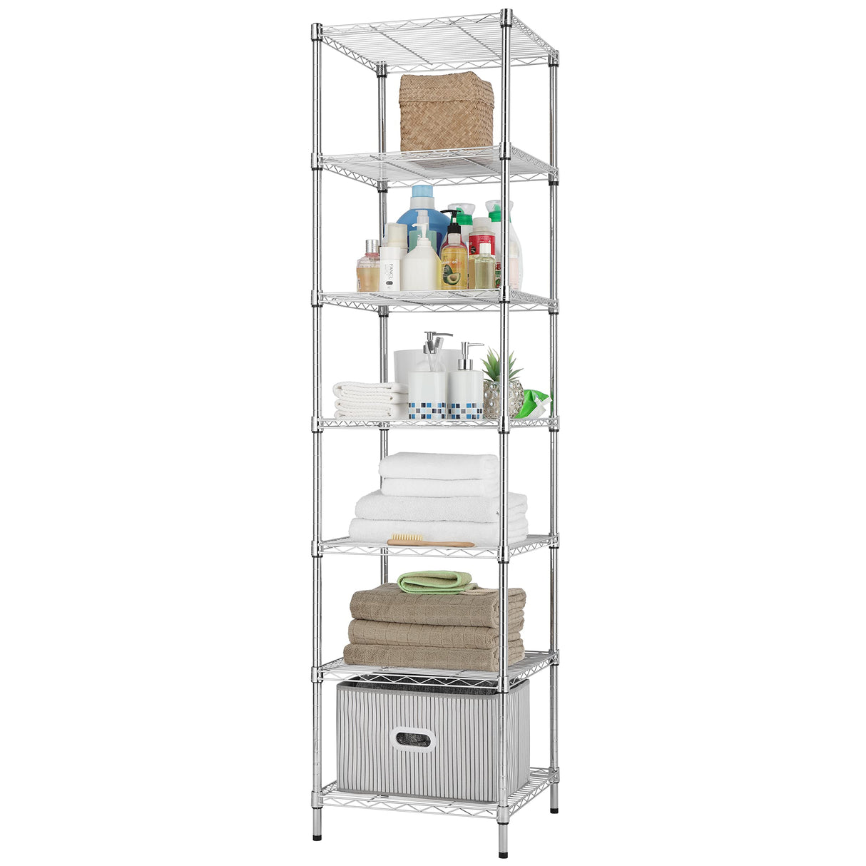 Finnhomy Heavy Duty 7 Tier Wire Shelving, 18x18x72 inches 7 Shelves Storage Rack with Thicken Steel Tube, Pantry Shelves for Storage, Adjustable Finnhomy