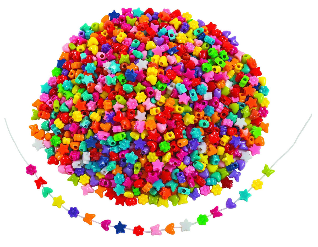 Colorations fun shapes pony beads, 1lb, set of 1800 beads, lacing hole 1/8 inches, craft, hobby, arts & crafts, fun, art supplies, fun shaped pony Colorations