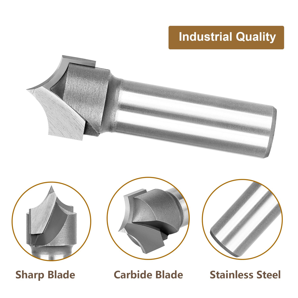 SpeTool 3/8" Radius Point Cutting Rounover Router Bits 1/2 Inch Shank 3/4" Cutting Diameter , 2 Flute Solide Carbide Tipped Round Over CNC Router Bit SpeTool