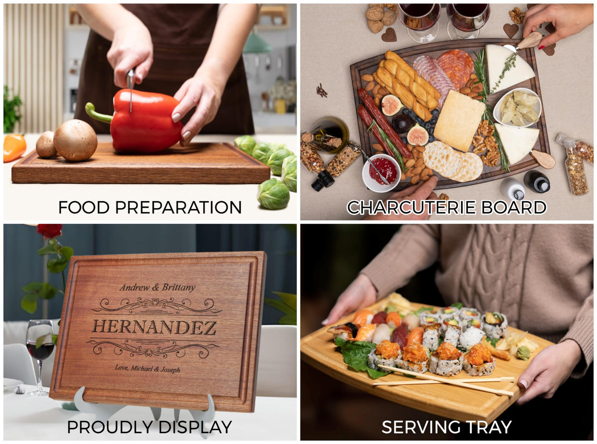 Straga Personalized Cutting Boards | Handmade Wood Engraved Charcuterie | Custom Wedding, Anniversary, Engagement Gift for Couples Straga