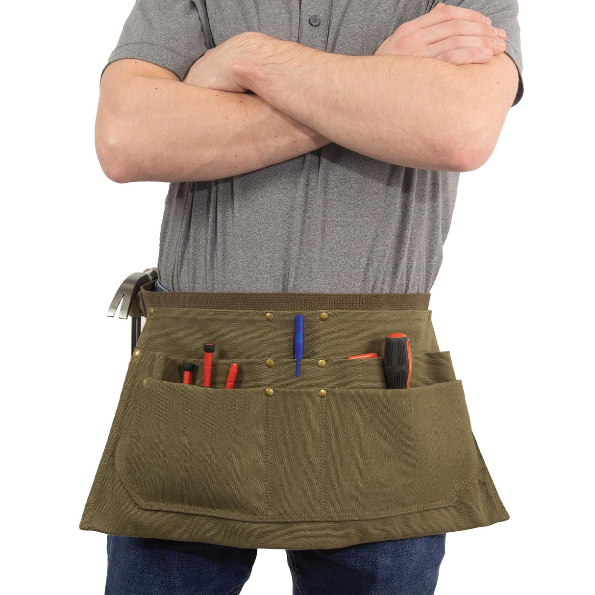 Rothco Canvas Waist Work Apron Adjustable Half Apron for Tools, Olive Drab Rothco