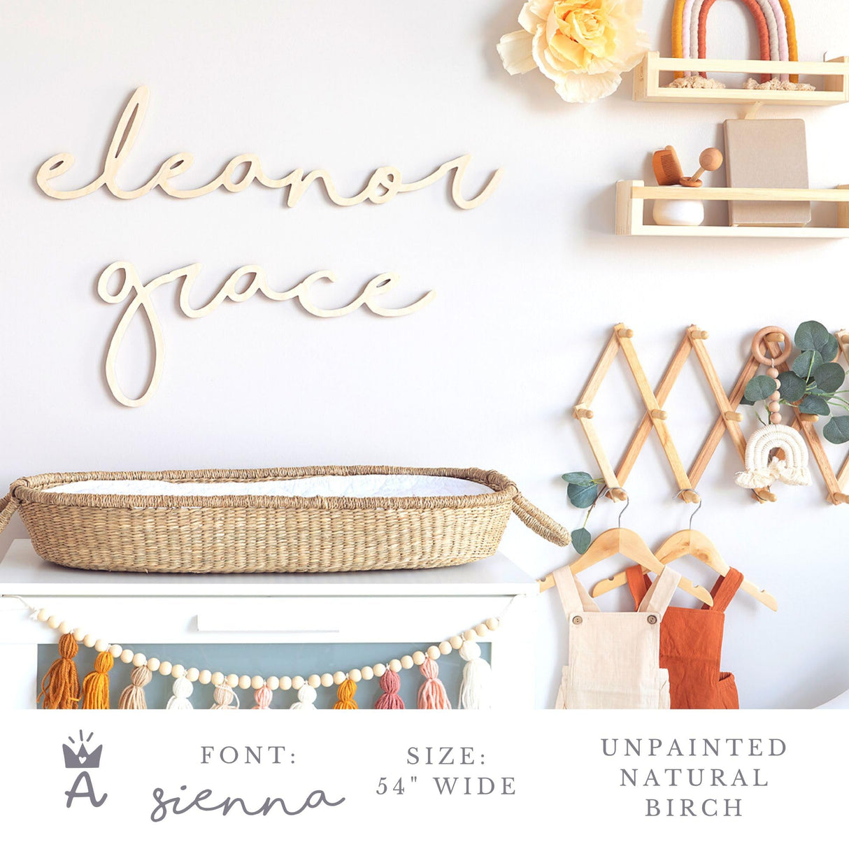 Custom Wood Name Sign for Nursery or Kids Room | Instant Font Preview + Multiple Styles Available Unpainted, Painted, or Stained | Personalized Baby Adoren