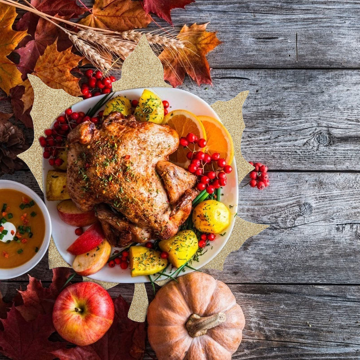 VOSAREA 2pcs Thanksgiving placemats Felt Place mats Thanksgiving Autumn Maple Leaves Cutout Felt Coasters Autumn Harvest Table mats Orange Suit VOSAREA