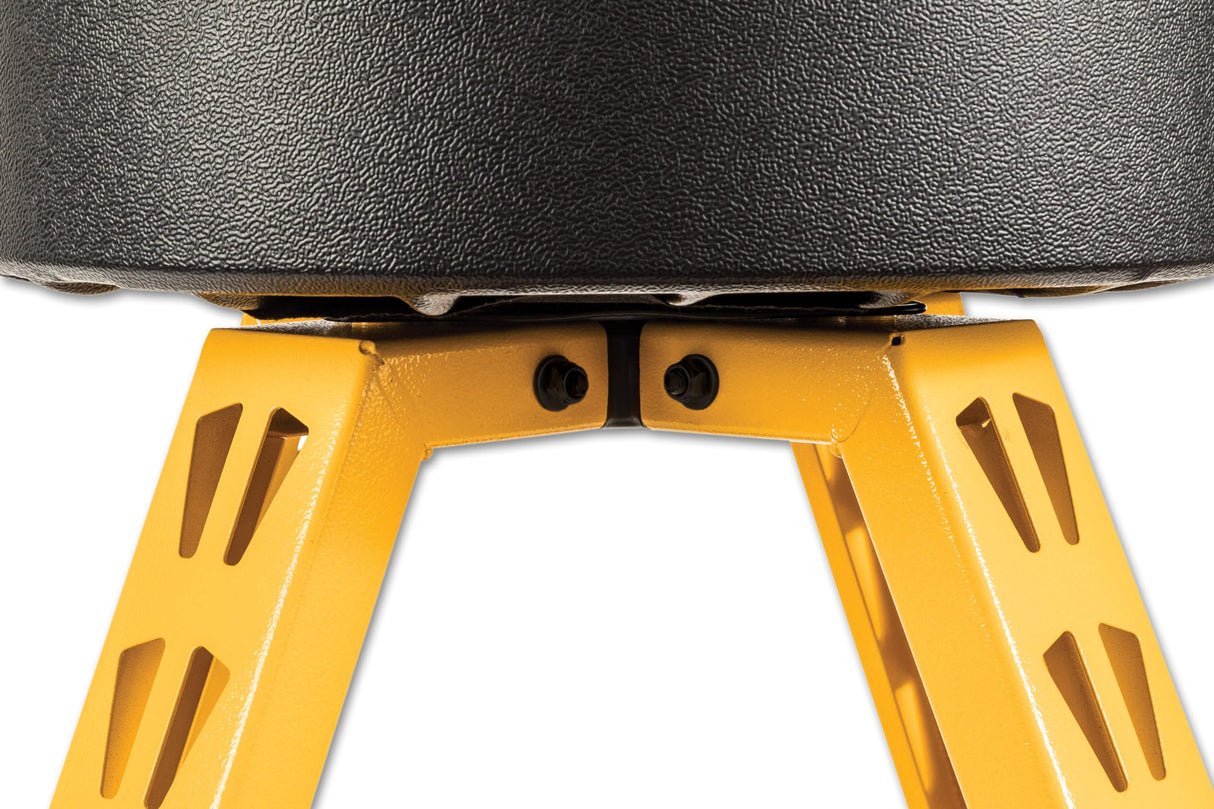 DEWALT Heavy-Duty Metal Stool for Garage and Shop, 360 Swivel Seat, Storage Tray, Padded Rip-Resistant Seat, Steel Frame, Industrial Powder Coating DEWALT