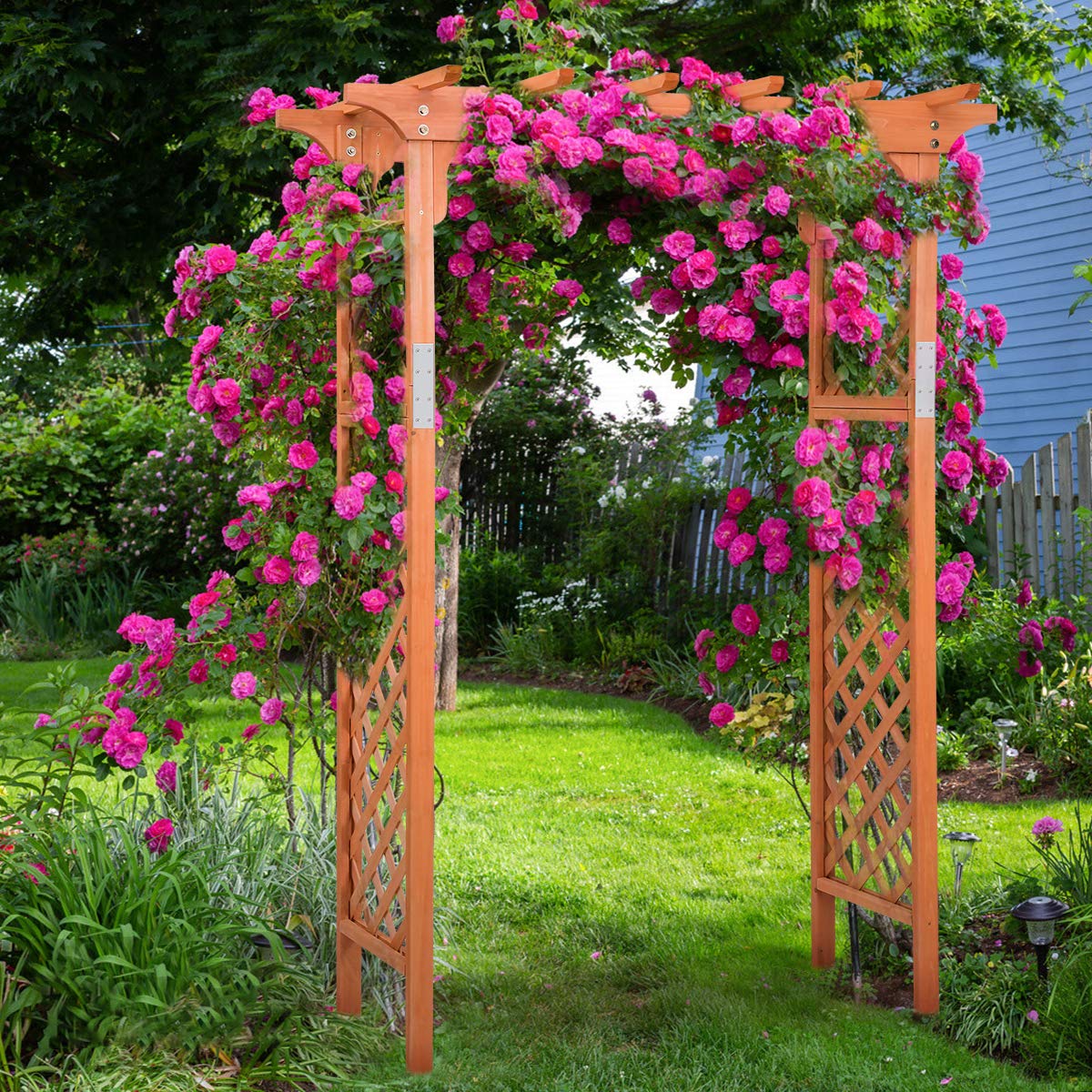 Giantex 88inch Wood Garden Arbor, Wedding Arch for Outdoor Patio Wedding Bridal Party Prom Decoration, Garden Trellis Pergola Arbor for Climbing Giantex