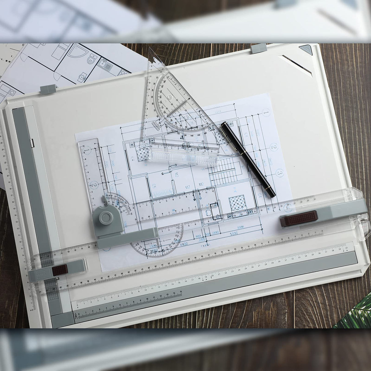 A3 Portable Drawing Board, Multi-Function Metric Drafting Table with Clear Rule Parallel Motion and Angle Adjustable Measuring System Zonon