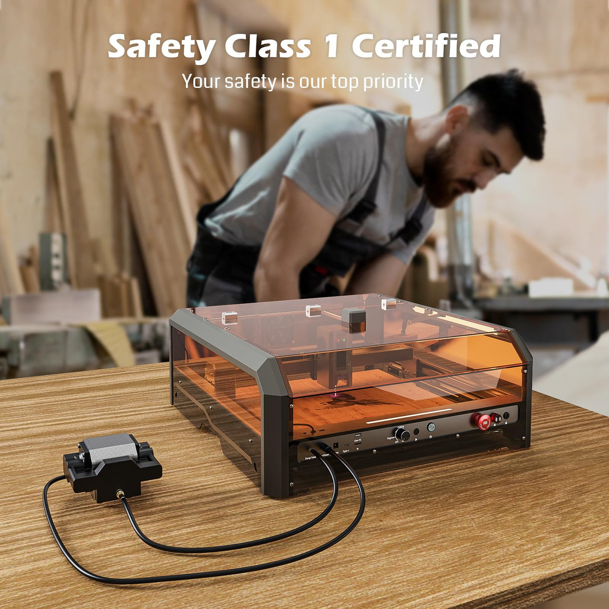 Genmitsu L8 Laser Engraver, 40000mm/min All-in-one Laser Engraving Machine, 20W Power Output Laser Cutter Built-in Acrylic Enclosure with Vent, Air Genmitsu