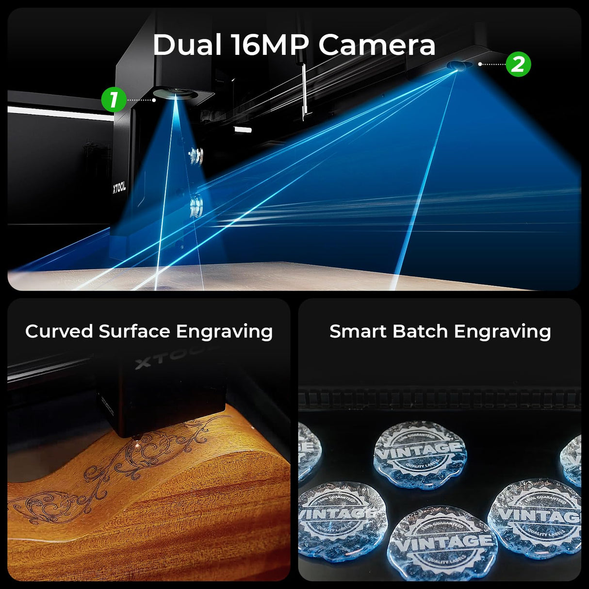 xTool P2 55W CO2 Laser Cutter, Laser Engraver Machine, Smart Desktop Cutting Machine with Dual 16MP Cameras, Laser Engraver and Cutter Machine for xTool