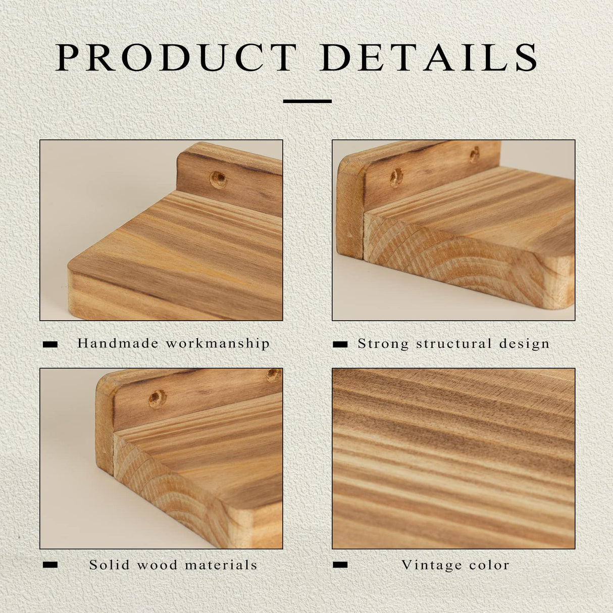 Freezing point Small Floating Shelf for Wall Set of 2 Natural Wood 4Inch Mini Wall Shelves Decor Plant Display Collectibles Mounted Kitchen Bathroom Freezing point
