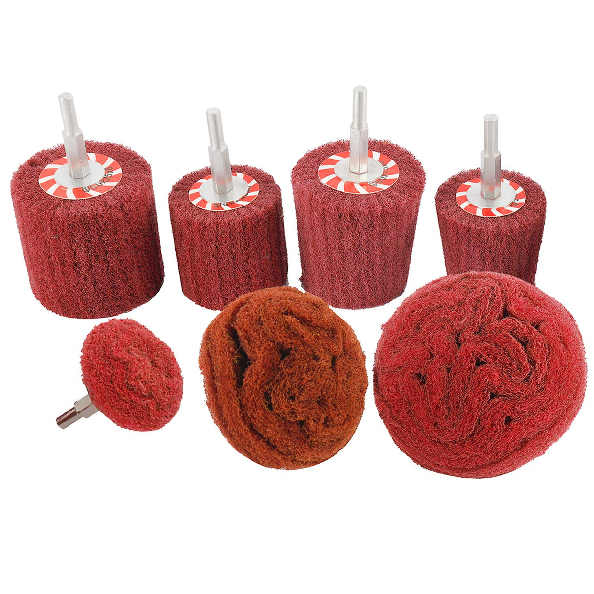 HighFree 7 PCS Non Woven Abrasive Buffing Wheels Drill Attachment Set, Scouring Pads Wheel with 1/4" Shank for Polishing Mirror Stainless Steel HighFree