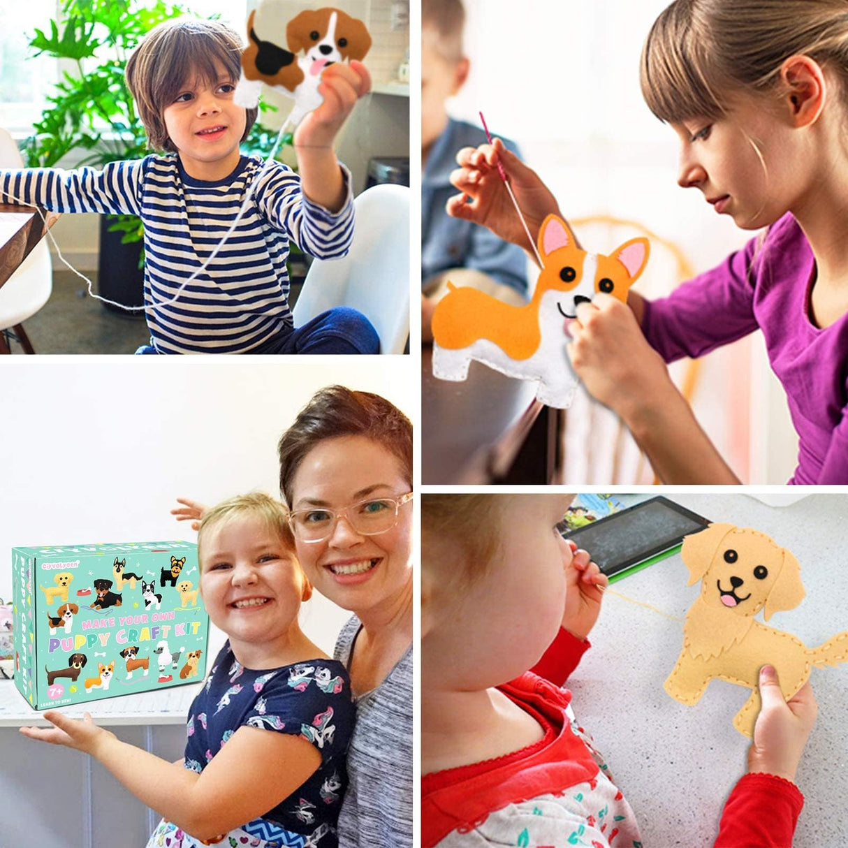 CiyvoLyeen Puppy Craft Kit Kids DIY Crafting and Sewing Set Dog Stuffed Animal Felt Plushie for Girls and Boys Educational Beginners Sewing Set CiyvoLyeen