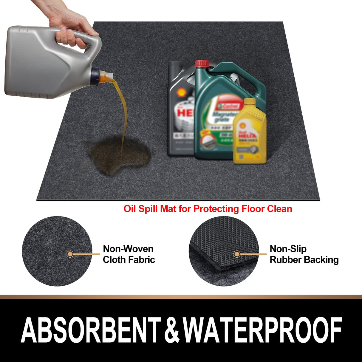 TREETONE Oil Spill Mat, 7.4 x 8.4 Ft, Premium Absorbent Oil Pad. Contains Liquids, Protects Garage Floor from Spills, Drips, Splashes and Stains. TREETONE