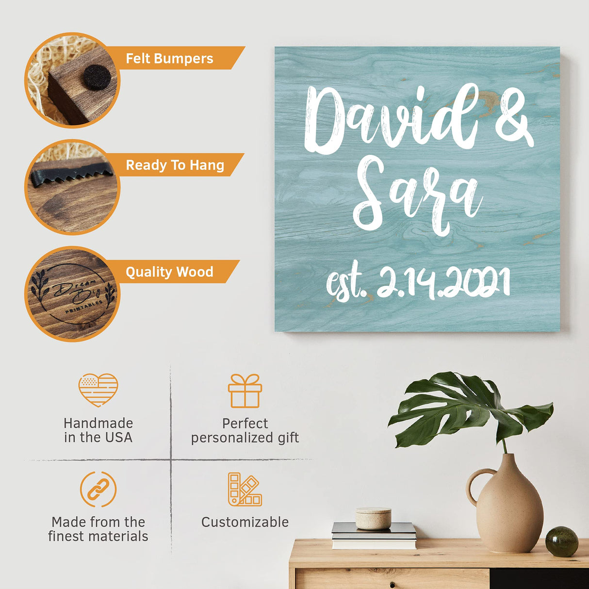 Custom Wood Signs Personalized | Farmhouse Decor | Personalized Signs | Personalized Rustic Wood Signs | Father's Day Gift | Custom Sign | Great DREAM BIG PRINTABLES