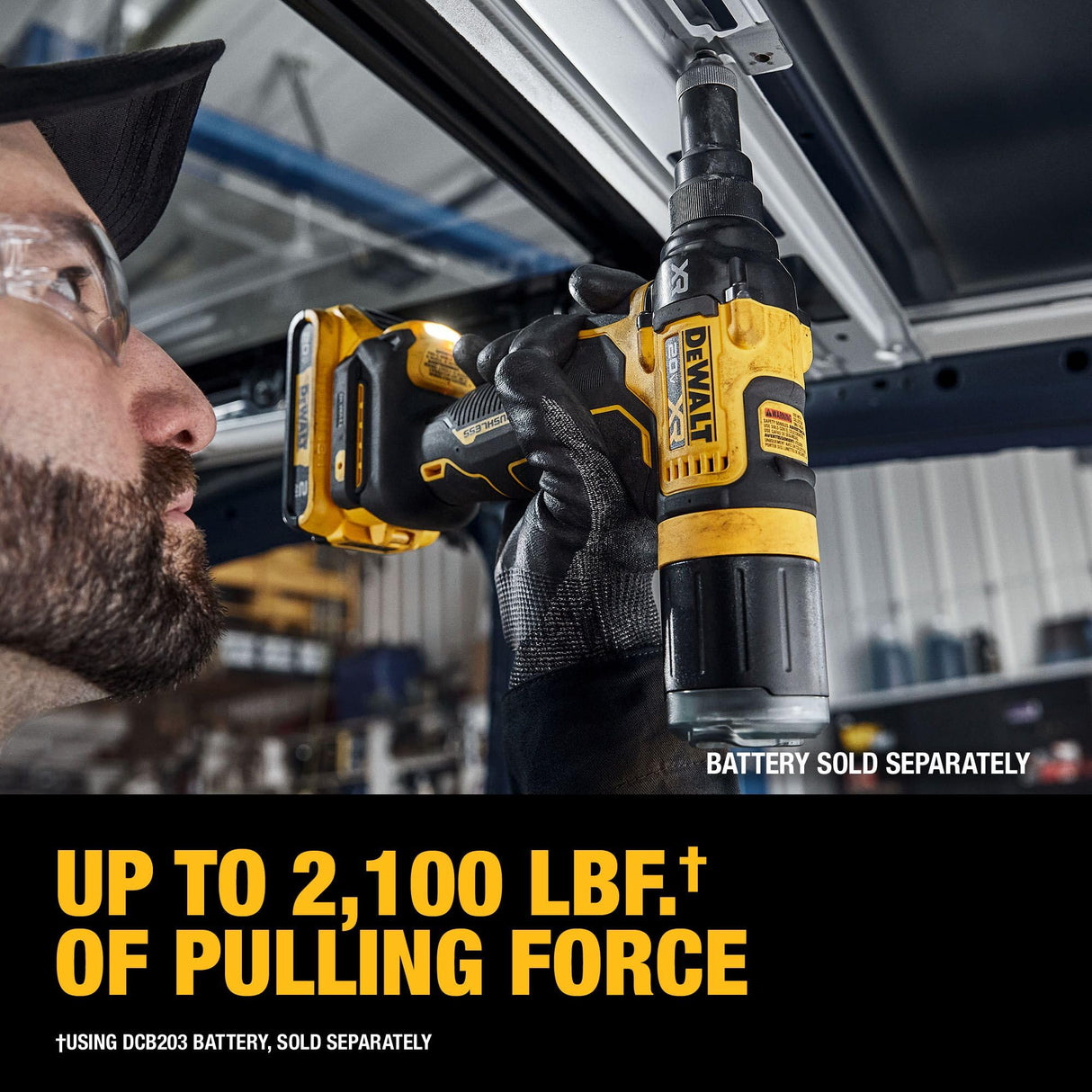 DEWALT 20V MAX XR Cordless Rivet Tool, 3/16", Bare Tool Only (DCF403B), Large DEWALT