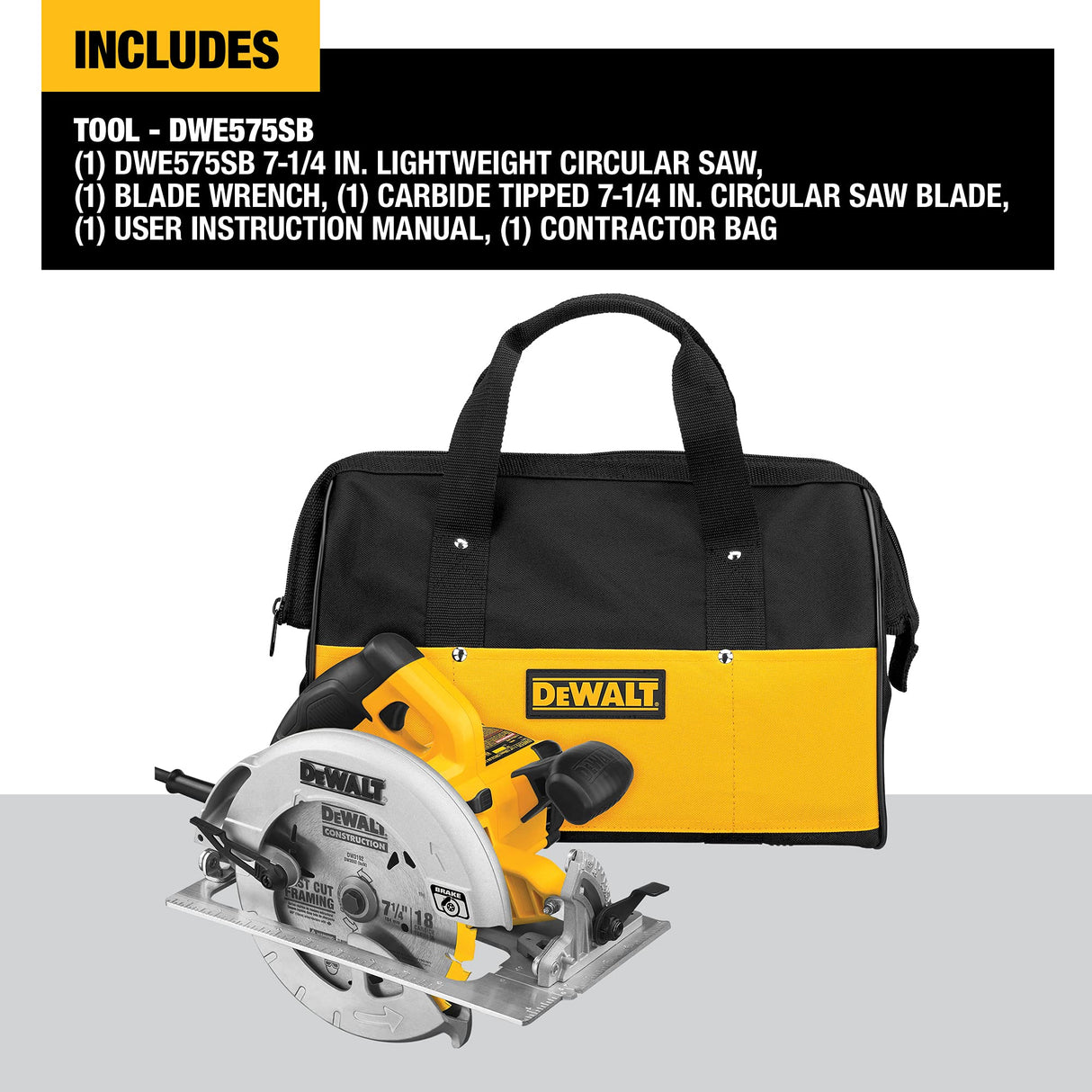 DEWALT Circular Saw, 15 Amp, 57 Degree Bevel, Electric Brake, Corded (DWE575SB) DEWALT