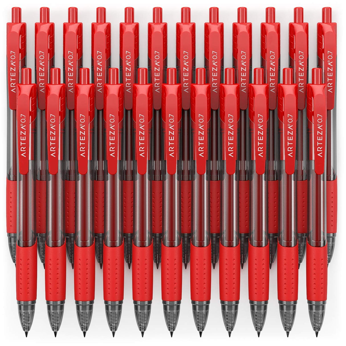 ARTEZA Red Gel Pens, Pack of 24, 0.7mm Medium Point, Quick Drying Ink for Smooth Writing, Perfect for College School Supplies, Office Tasks, and Note ARTEZA