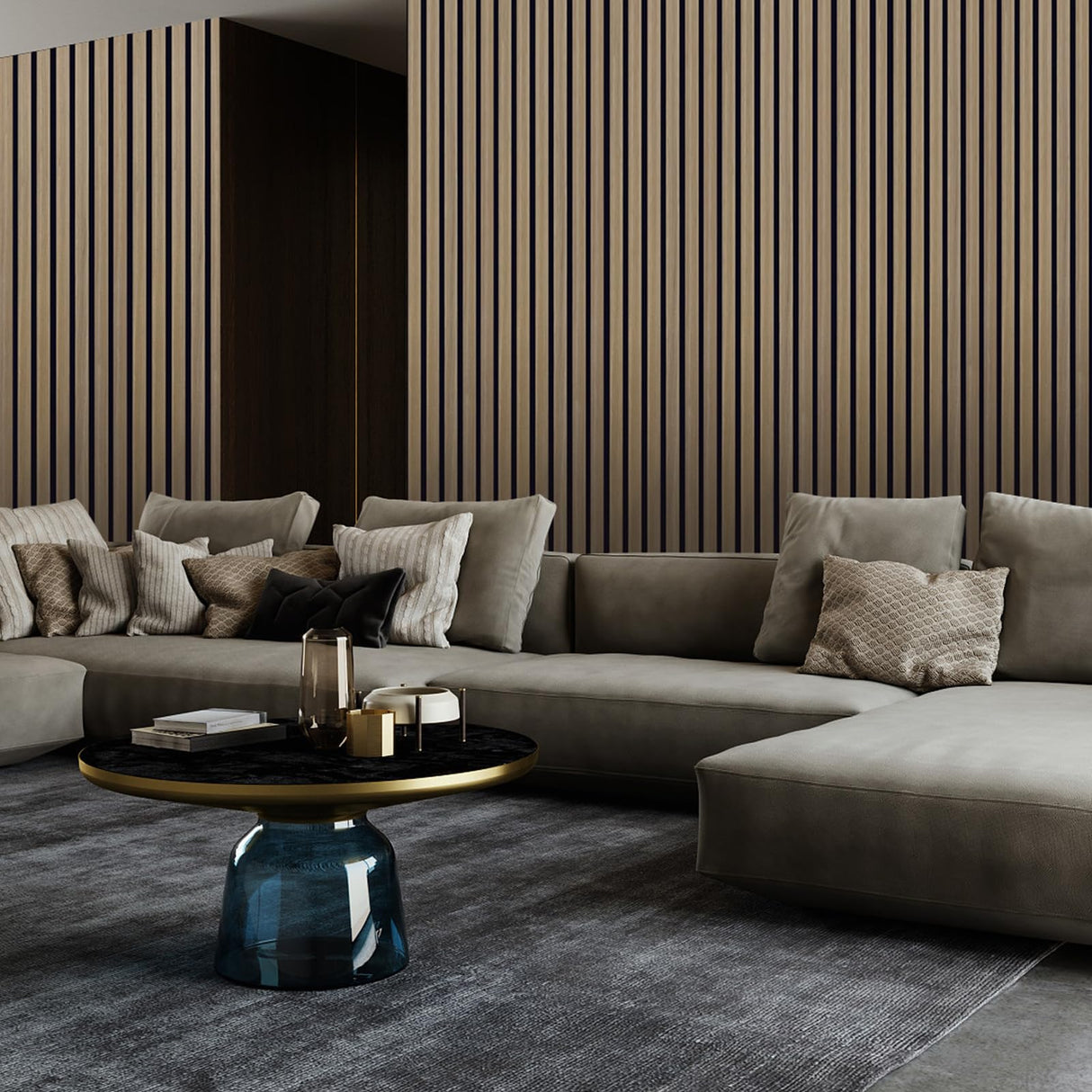 CETIVENO 4 Pack Acoustic Wood Wall Panels,47.2” x 12.8” Soundproof Wall Panels,Wood Slat Acoustic Panels for Wall Decor,3D Wood Slat Wall Panels CETIVENO