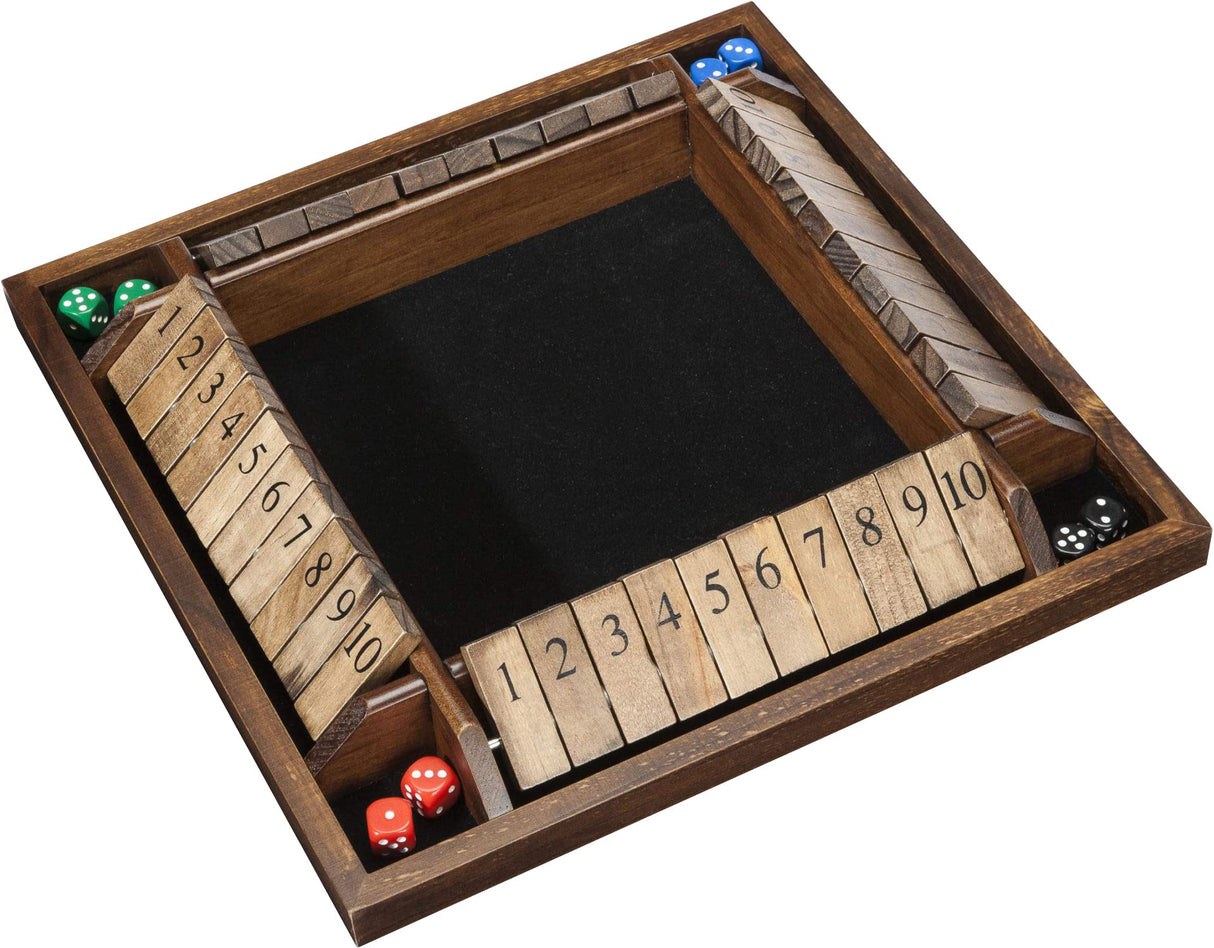 WE Games 14 inch 4-Player Shut The Box Wooden Board Game, Walnut Stain WE Games