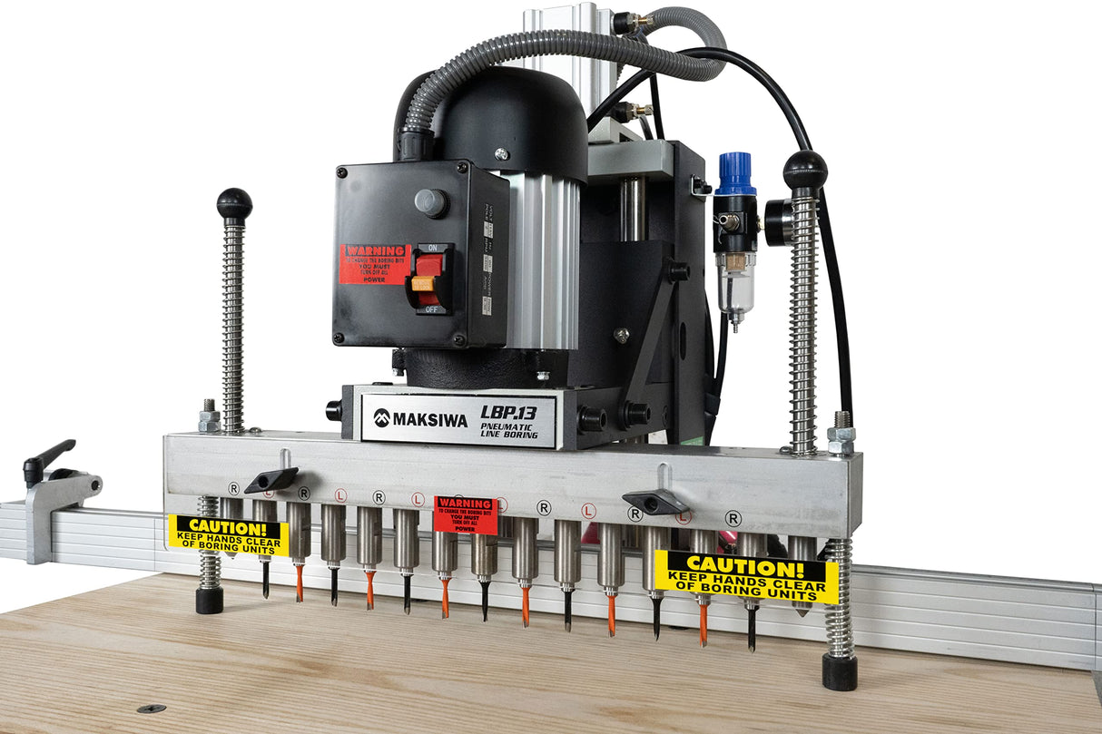 Maksiwa Line Boring Pneumatic Machine LBP.13/13 Spindles/Perfect for drilling drawer holes/with 2-Year Warranty and Tech Support in the US Maksiwa