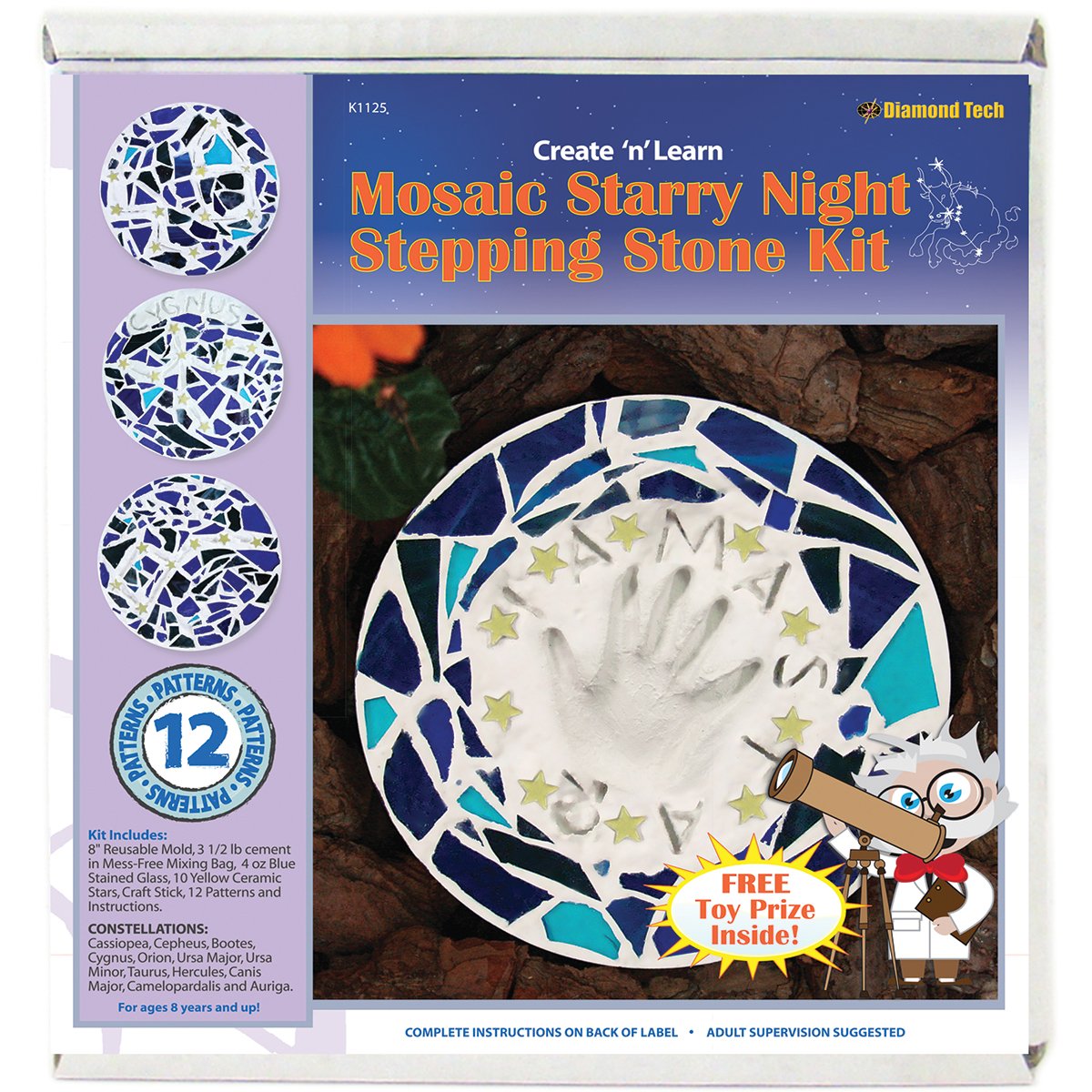 Diamond Tech Create N Learn Mosaic Stepping Stone Kit, Starry Night Diamond Tech