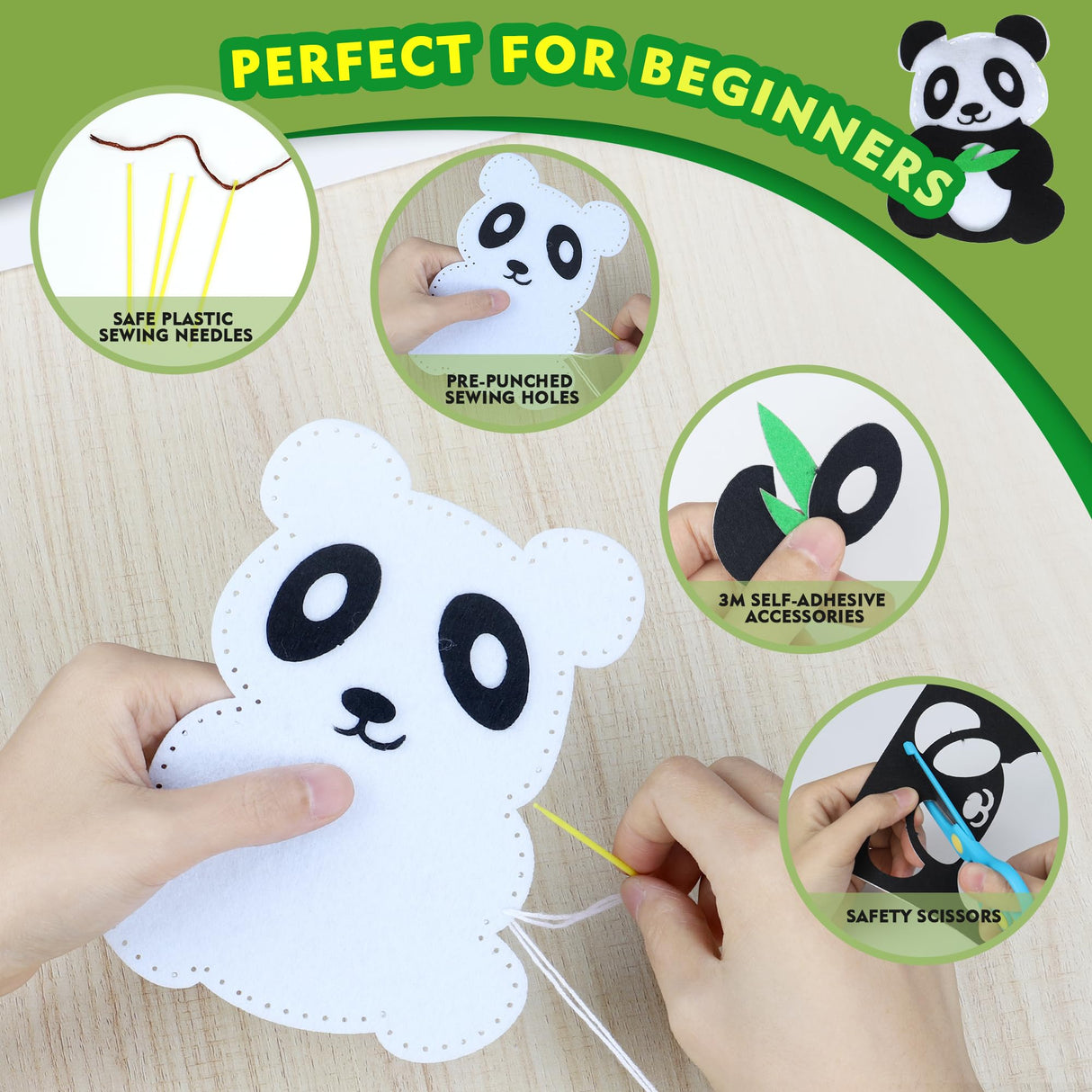YEETIN Sewing Kit for Kids Ages 6+, Beginner Felt Sewing Craft Kit, DIY Jungle Stuffed Animals Making Set, Art Projects for Girls Toys, Learn to Sew YEETIN