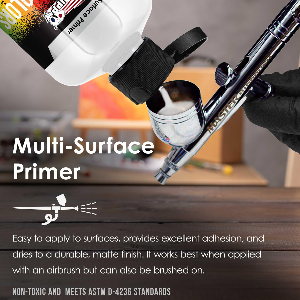 U.S. Art Supply White Surface Primer Airbrush Paint, 8 oz - Ready-To-Spray, Water-Based Acrylic Polyurethane - Artist Multi-Surface Priming, Plastic, U.S. Art Supply