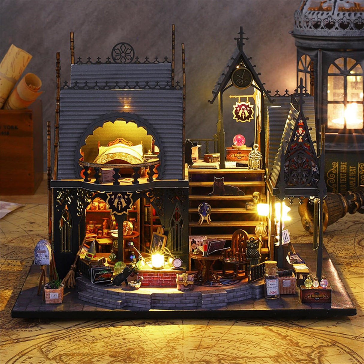 Flever Dollhouse Miniature DIY House Kit Creative Room with Furniture for Romantic Artwork Gift (Luna Magic House) Flever