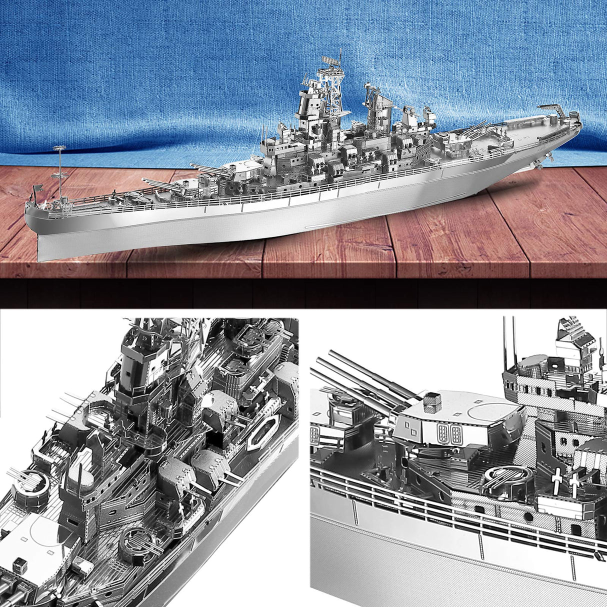 Piececool 3D Puzzles for Adults, USS Missouri Battleship Metal Model Kits, DIY 3D Metal Puzzle for Teenagers Students Stress Relief, Aircraft Carrier Piececool